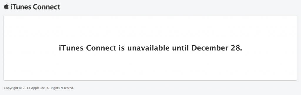 iTunes Connect is closed for the holidays