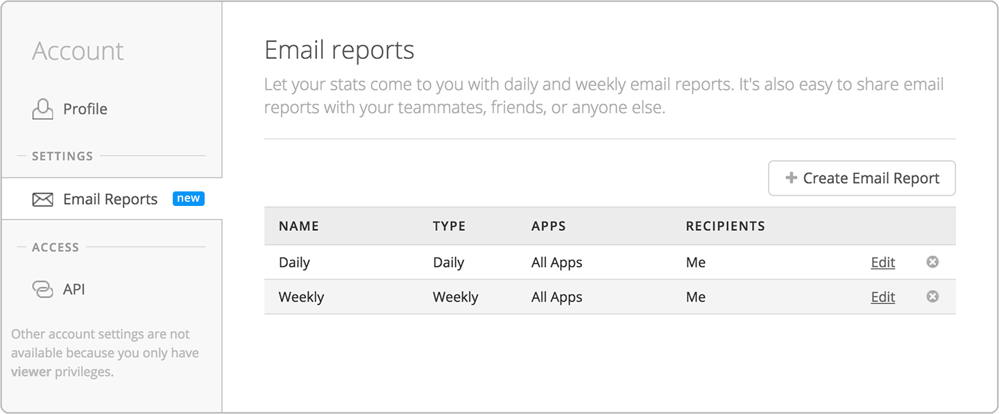 Email reports for your mobile apps