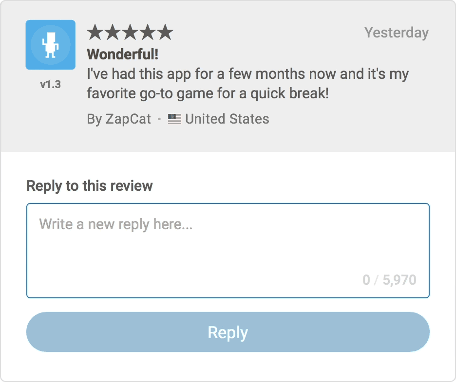Reply to reviews with Appfigures
